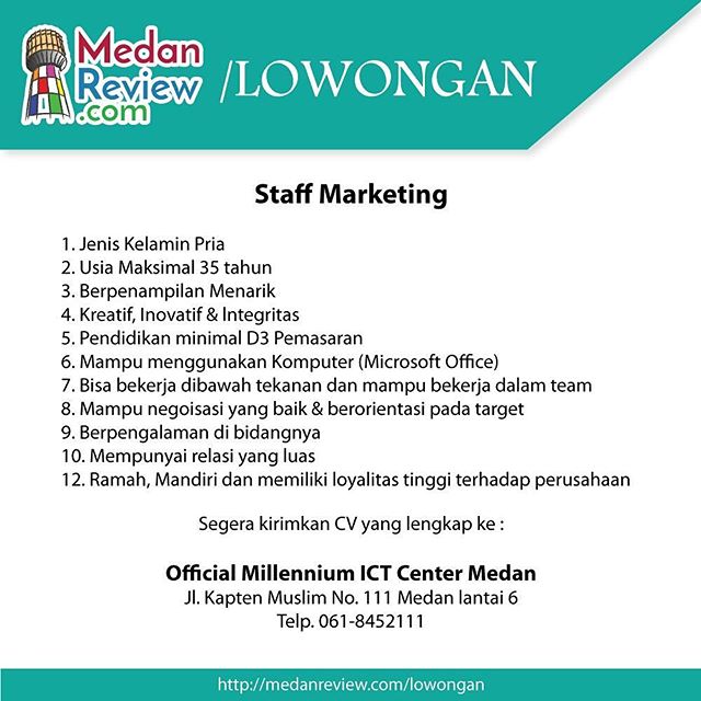 Lowongan Kerja di Millennium ICT Center Medan : Staff Marketing