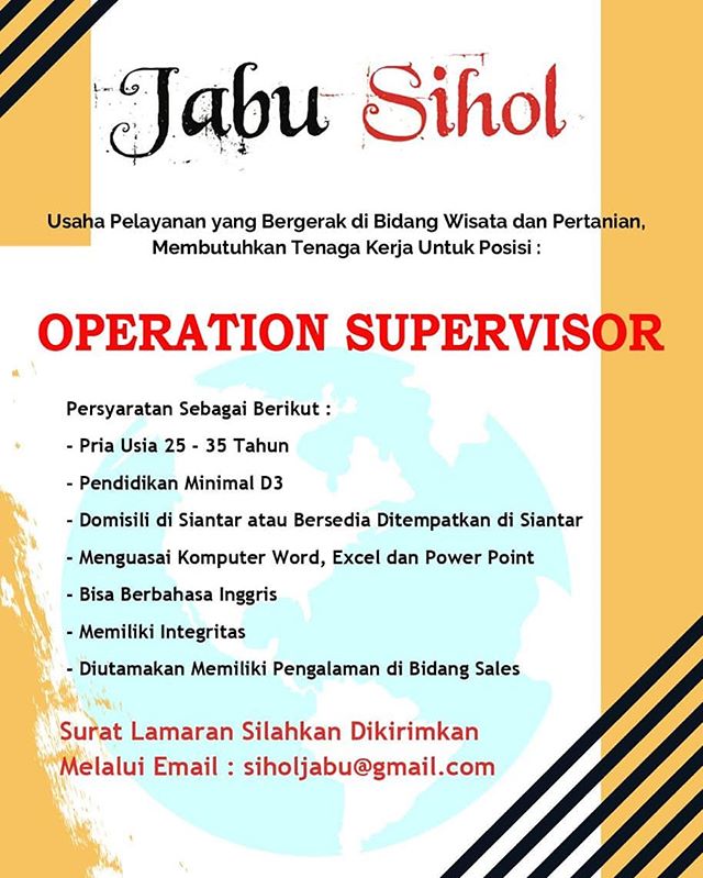 Lowongan Kerja Jabu Sihol : Operation Supervisor
