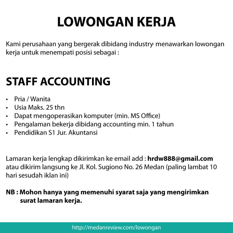 Lowongan Kerja Staff Accounting