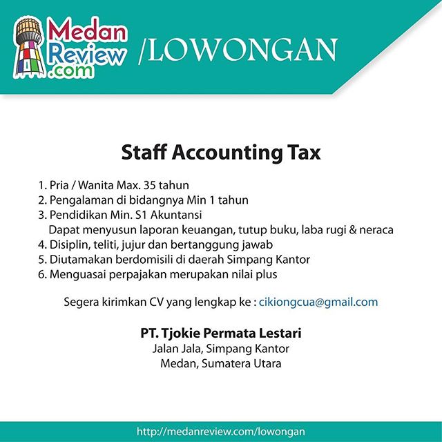 Lowongan Kerja Staff Accounting Tax di PT. Tjokie Permata Lestari