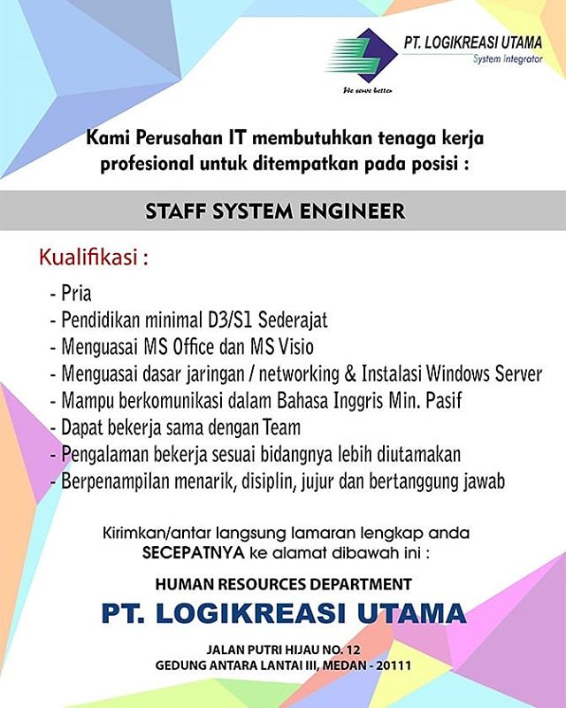 Lowongan Staff System Engineer di PT. LOGIKREASI UTAMA