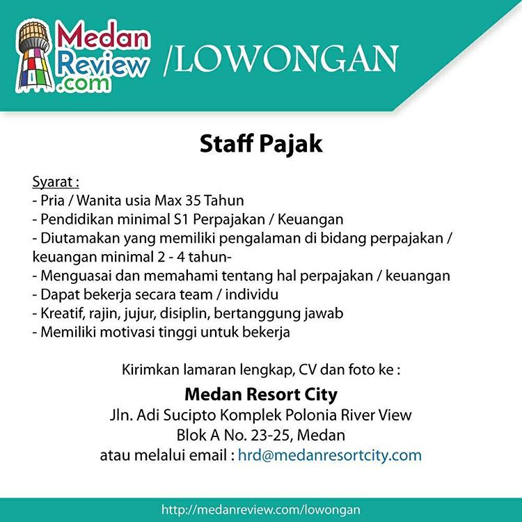 Medan Resort City Membuka Lowongan Kerja Sebagai Staff Promosi Lapangan dan Staff Pajak (#1)